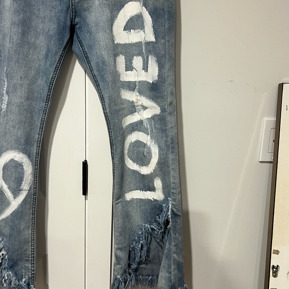 High Rise Blue Distressed Jeans - Picture 2 of 9